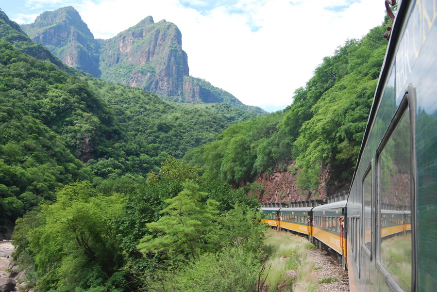 Mexico's Copper Canyon Train into Mountains